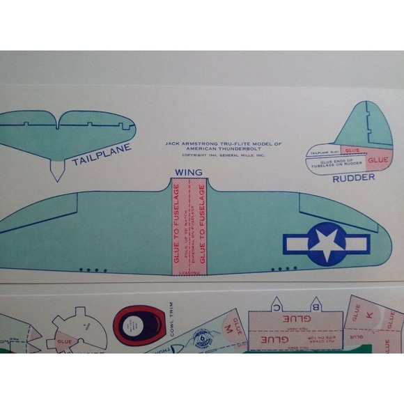 Airplane Toy Plane Jack Armstrong Tru-Flite Model Of American Thunderbolt 1944 - Picture 2 of 9